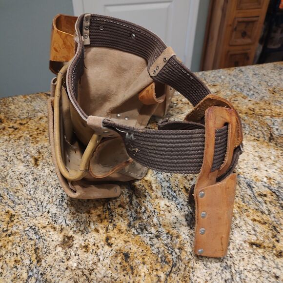 Square Pocket Genuine Suede Leather Action Tool Belts Brown Leathercraft LA 427 - Picture 8 of 10